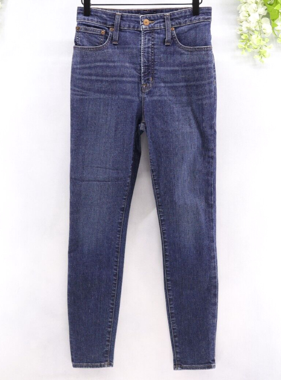 J. Crew Curvy Toothpick Jeans Raw Hem Skinny Jeans Mid Wash Sz 28